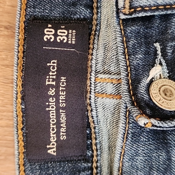 Abercrombie & Fitch Straight Stretch Denim Jeans Medium Wash Men's size 30 x 30 - Picture 3 of 6